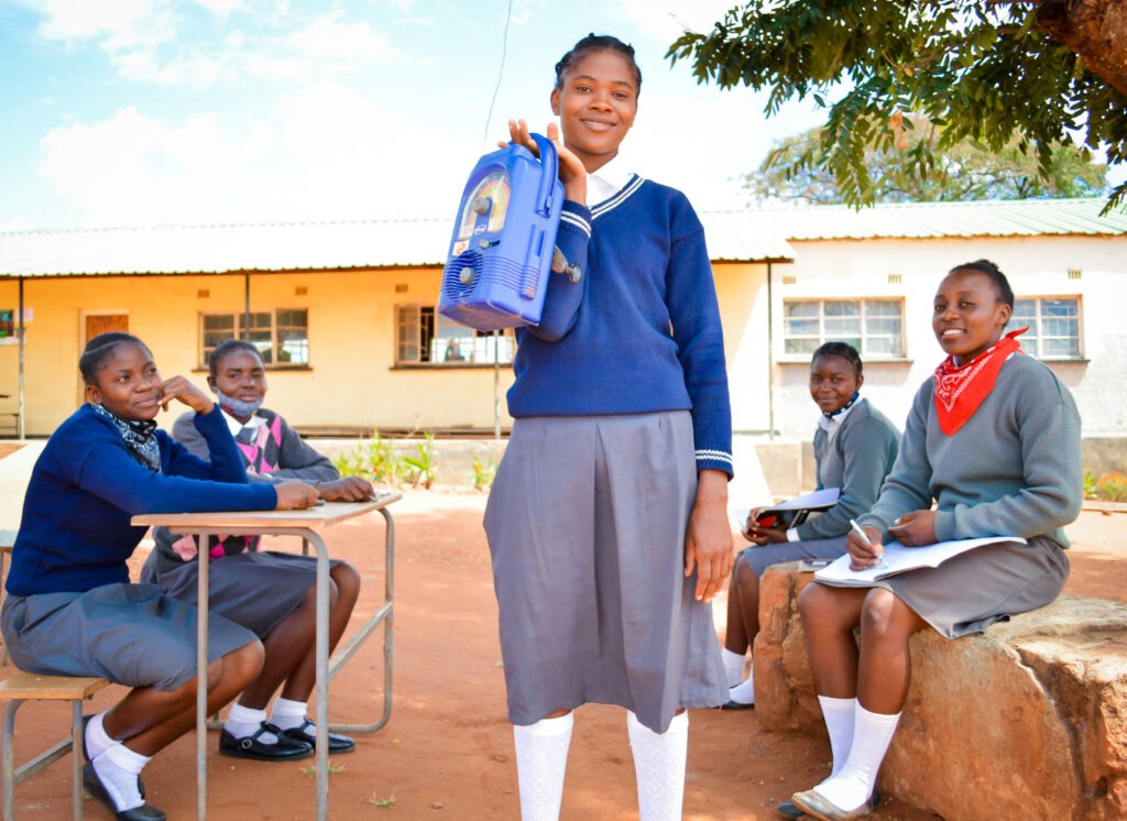 Pupils at Mabwe Atuba Secondary School during a radio listening session. 