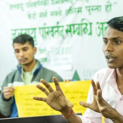 Young climate action leader from Nepalgunj sharing his views on Climate Change in the Intergenerational Dialogue.
